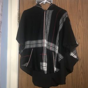 plaid zip poncho